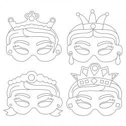 Blanco maskers prinses / fee (set van 16)