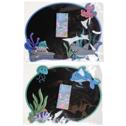 Krijtbord met krijtjes zeedieren