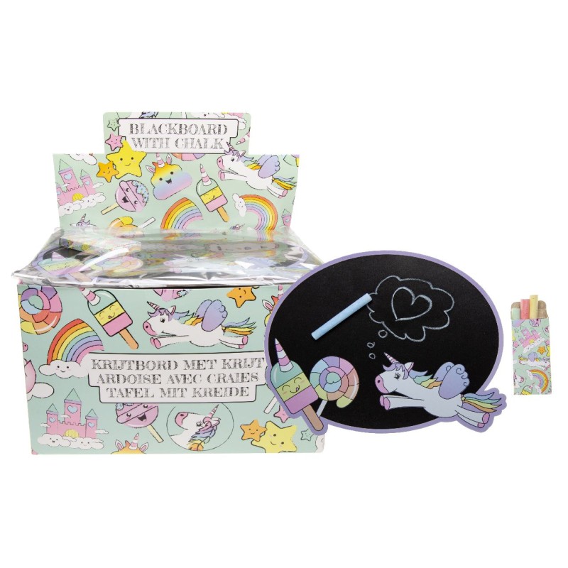 Krijtbord met krijtjes unicorn