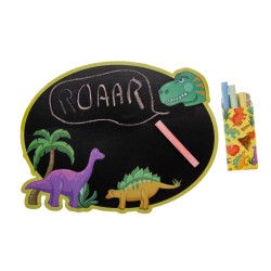 Krijtbord met krijtjes dino