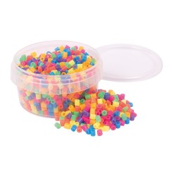 Strijkkralen neon in opbergbakje