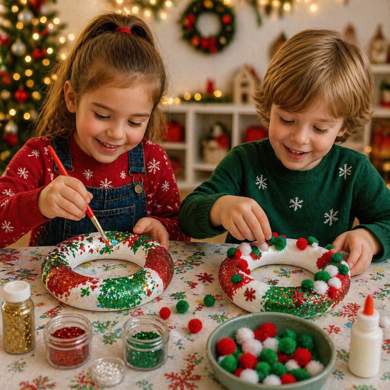Piepschuim (polystyreen) ring, krans kerst