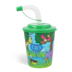 Beker met deksel en rietje jungle