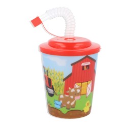 Beker met deksel en rietje boerderij