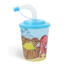 Beker met deksel en rietje zeedieren