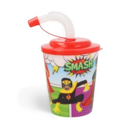 Beker met deksel en rietje superhelden