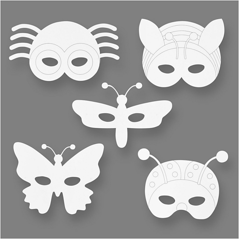 Blanco maskers insecten (set van 16)