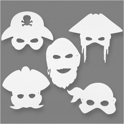 Blanco maskers piraten (set van 16)