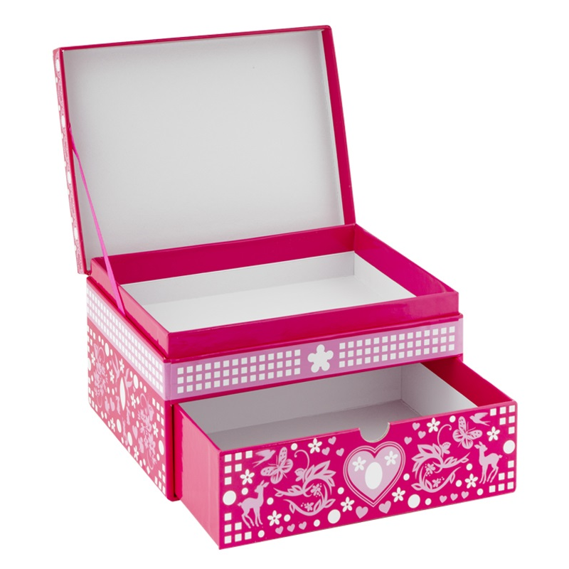 Sieraden opbergdoos met lade en siersteentjes